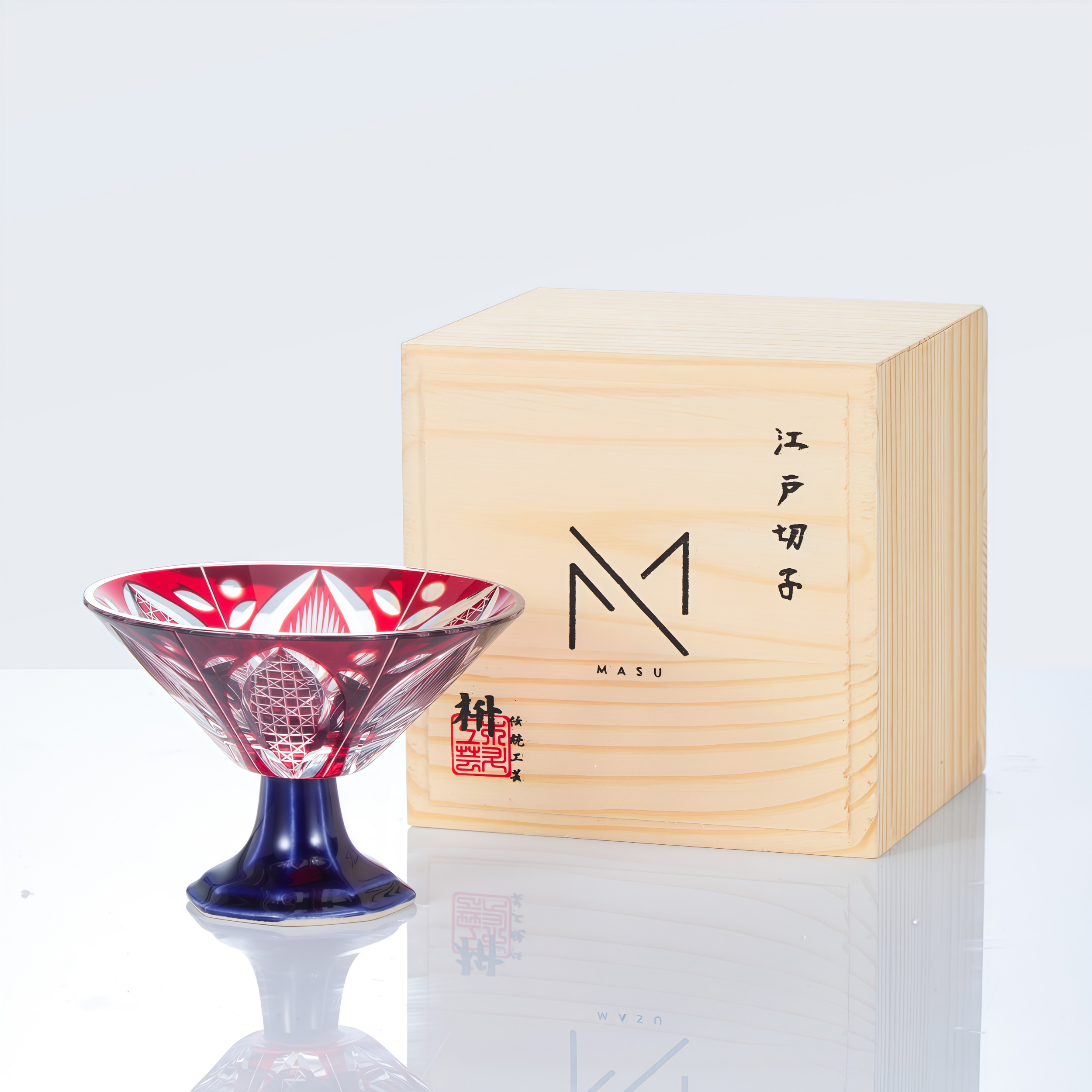 Sake Glass Edo Kiriko Karyu Hana-kiri Yarai Hand-Cut Crystal | Japanese Artisan Glassware