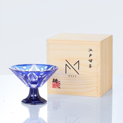 Sake Glass Edo Kiriko Karyu Hana-kiri Yarai Hand-Cut Crystal | Japanese Artisan Glassware