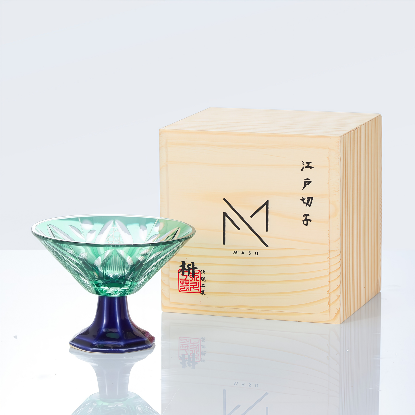 Sake Glass Edo Kiriko Karyu Hana-kiri Yarai Hand-Cut Crystal | Japanese Artisan Glassware
