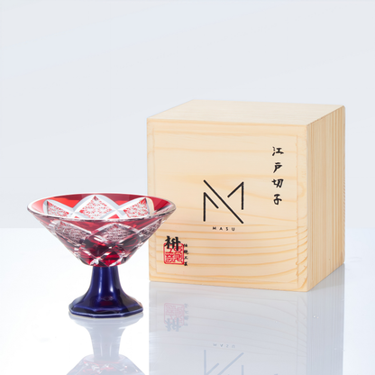 Sake Glass Edo Kiriko Karyu Hana-kiri Yarai Hand-Cut Crystal | Japanese Artisan Glassware