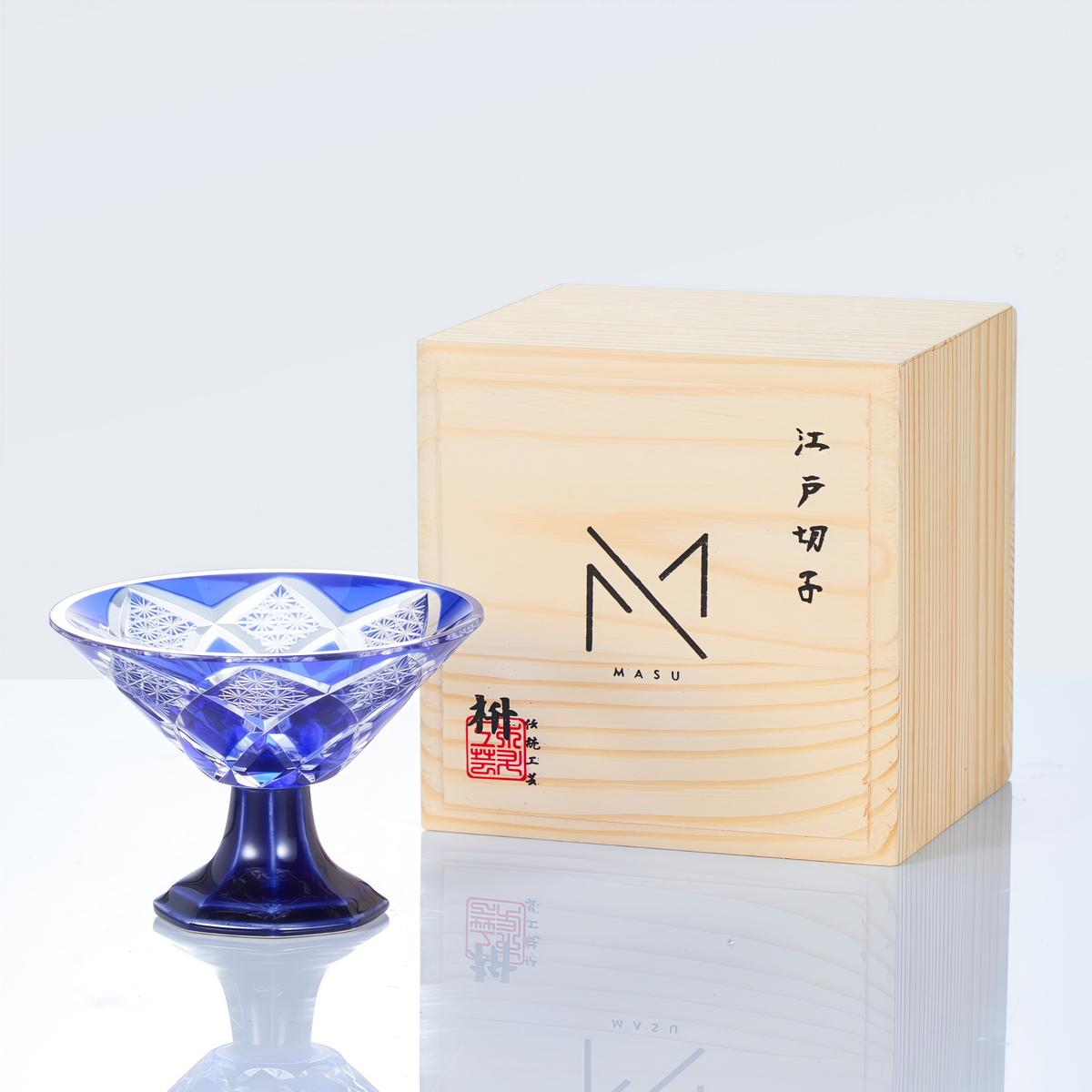 Sake Glass Edo Kiriko Karyu Hana-kiri Yarai Hand-Cut Crystal | Japanese Artisan Glassware