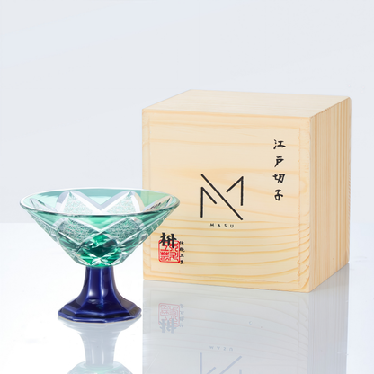 Sake Glass Edo Kiriko Karyu Hana-kiri Yarai Hand-Cut Crystal | Japanese Artisan Glassware