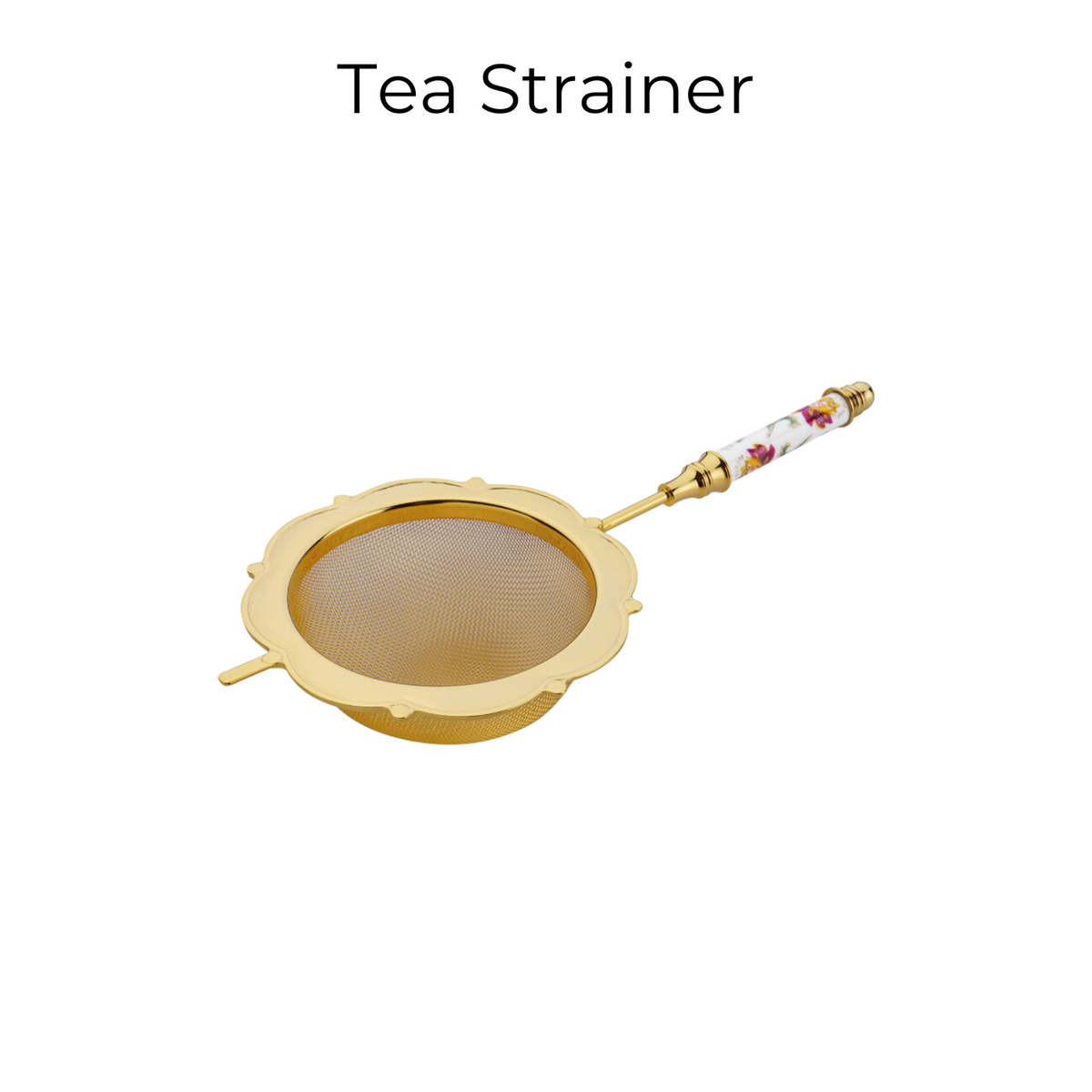 Japanese Tea Strainer Set | Porcelain Gold Floral Collection