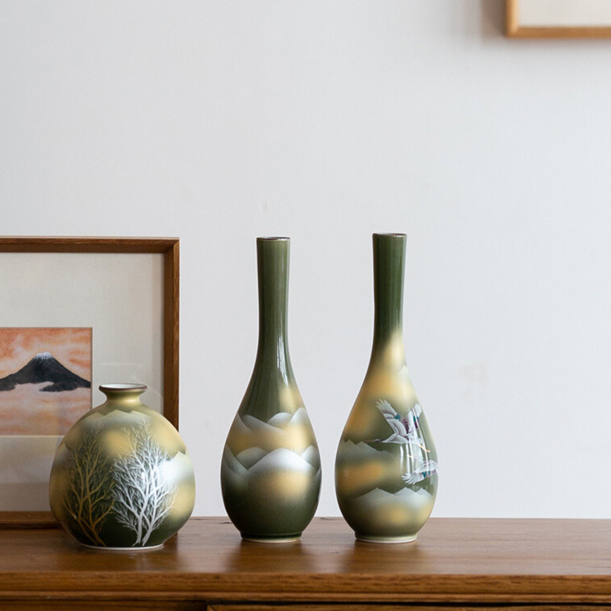 Japanese Ceramic Vase – Kutaniyaki Cloud Landscape Collection
