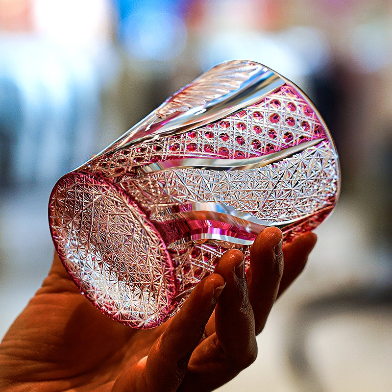 Whiskey Glass Rose Koi Taikan – Edo Kiriko Handcrafted Crystal