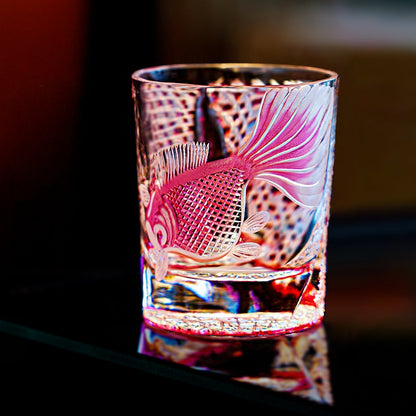Whiskey Glass Rose Koi Taikan – Edo Kiriko Handcrafted Crystal
