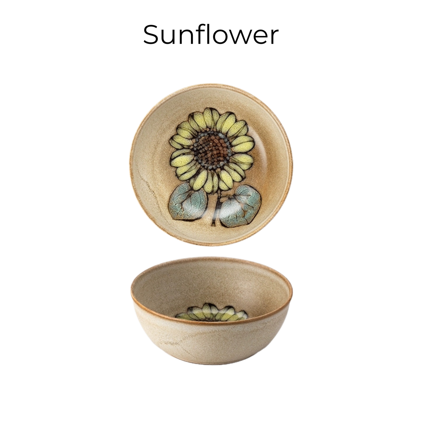 Ceramic Floral Bowl – Nunobiki Ware Hydrangea & Sunflower
