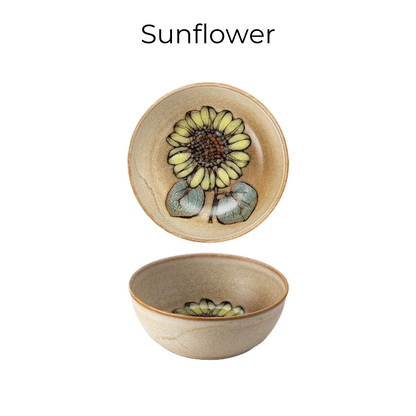 Ceramic Floral Bowl – Nunobiki Ware Hydrangea & Sunflower