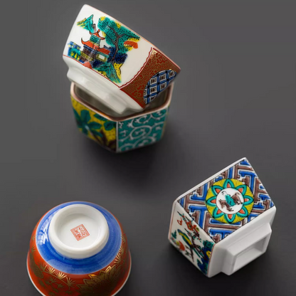 Japanese Tea Cup Set Kutani Porcelain 6 Styles | Handpainted