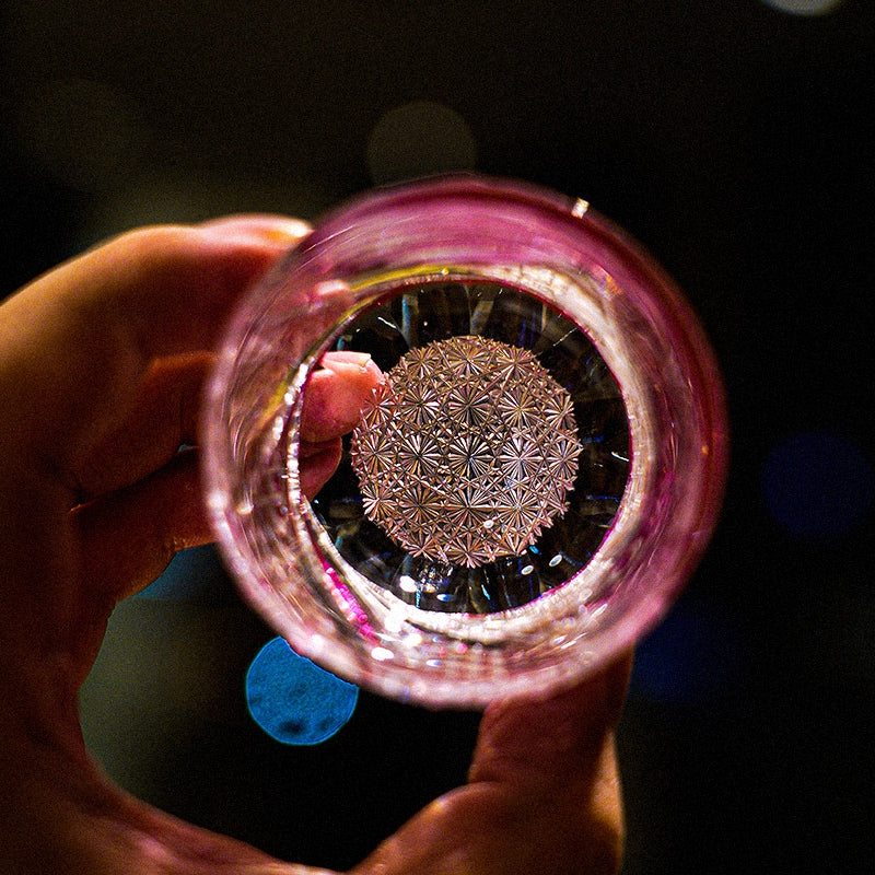 Whiskey Glass Rose Koi | Edo Kiriko Handcrafted Red Crystal Barware