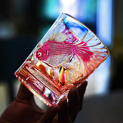 Whiskey Glass Rose Koi Taikan – Edo Kiriko Handcrafted Crystal