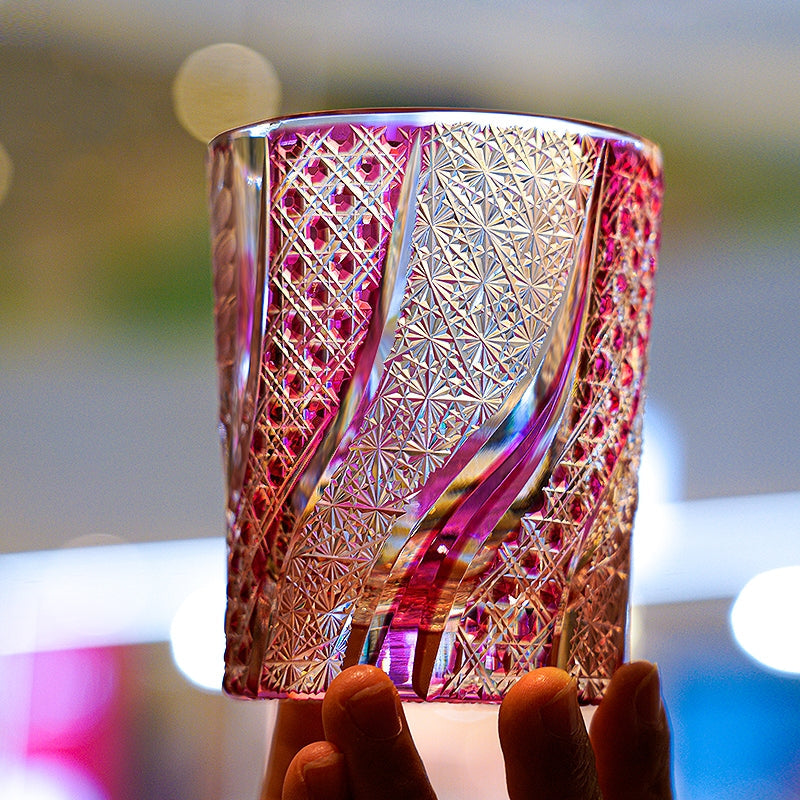 Whiskey Glass Rose Koi Taikan – Edo Kiriko Handcrafted Crystal