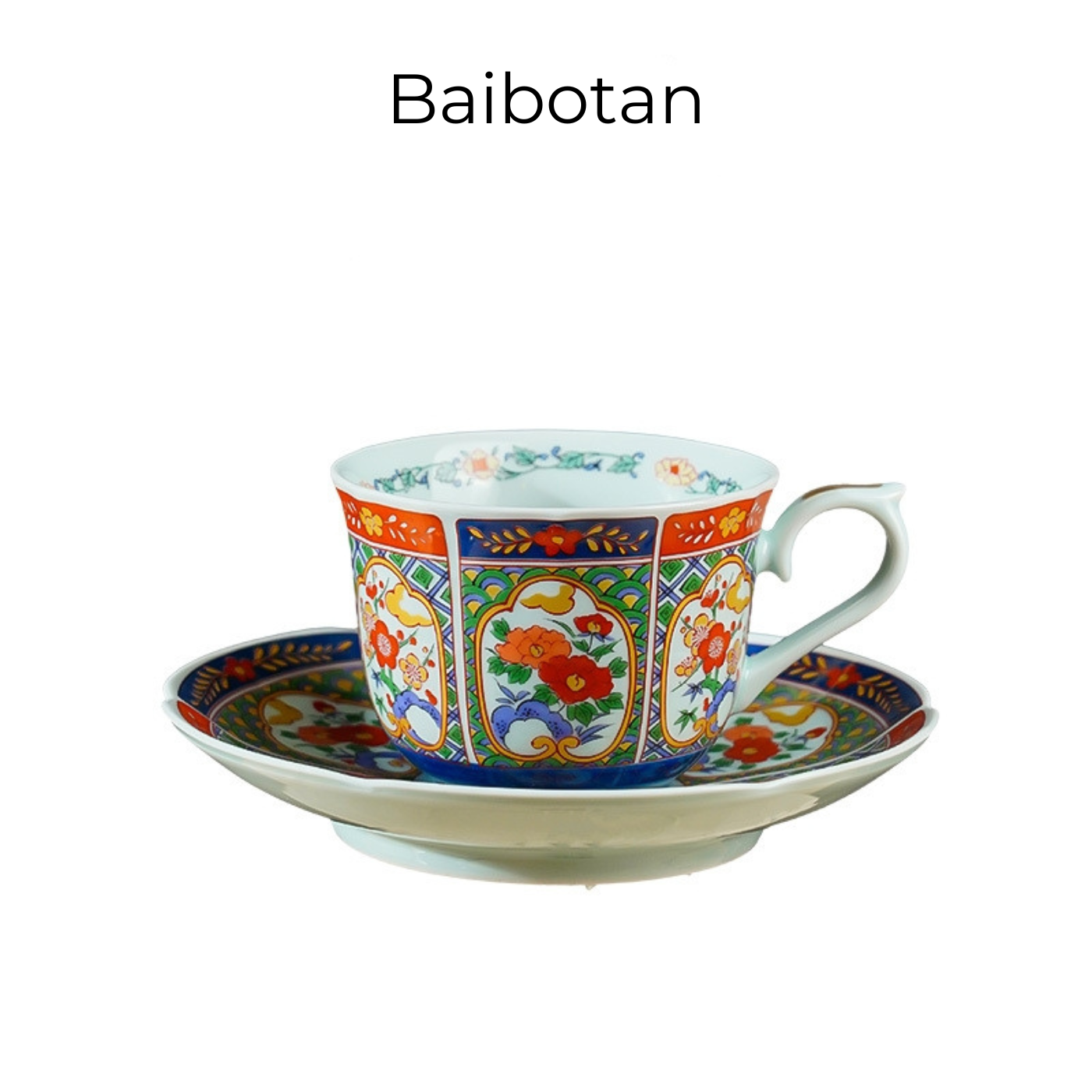 Japanese Tea Cup & Saucer Set – Mino Ware Kachofugetsu