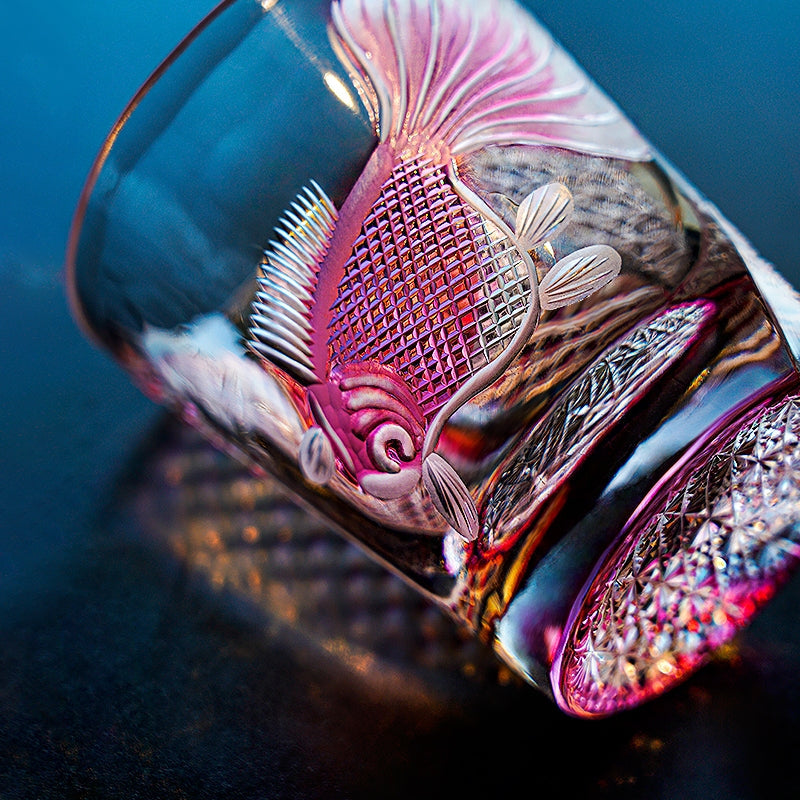 Whiskey Glass Rose Koi Taikan – Edo Kiriko Handcrafted Crystal