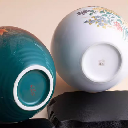 Japanese Ceramic Vase – Kutaniyaki Hana Swallow or Floral Dance