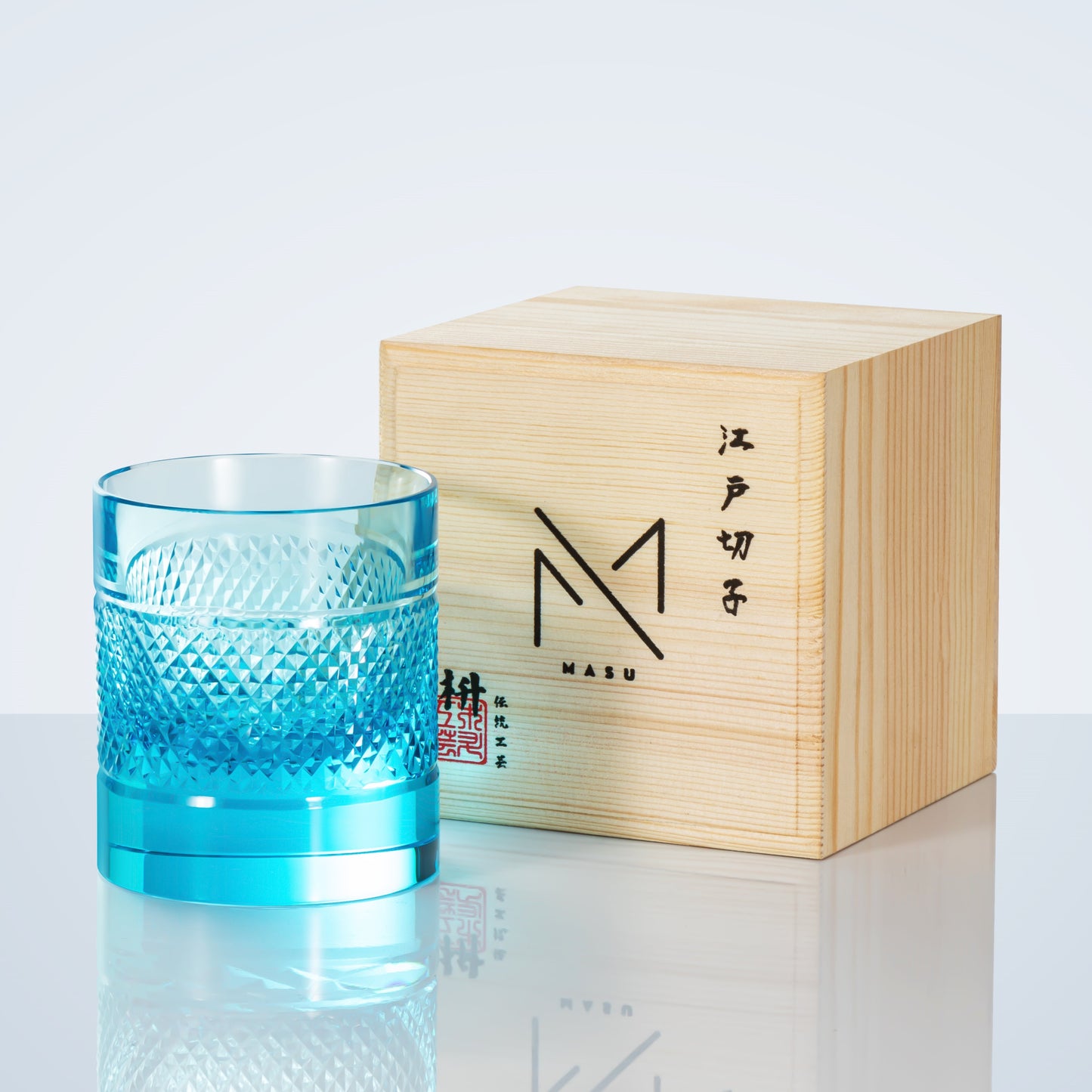 Whiskey Glass Edo Kiriko Diamond Cut – Hand-Cut Japanese Tumbler with Wooden Box | 7 Colors