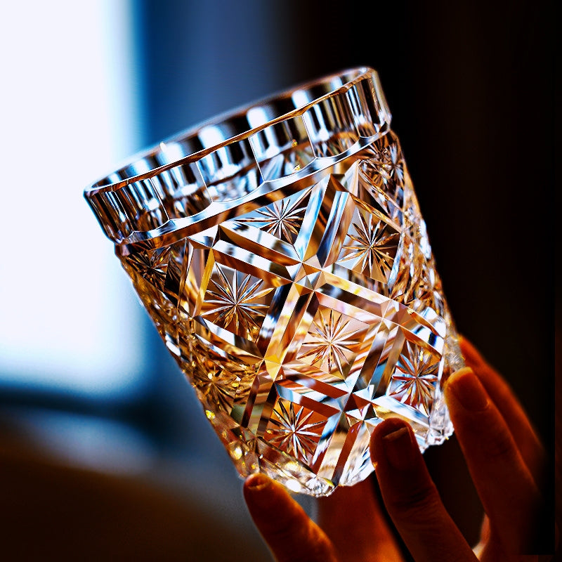 Whiskey Glass Edo Kiriko Hana Blossom Hand-Cut Crystal | Japanese Artisan Glassware