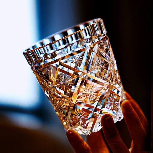 Whiskey Glass Edo Kiriko Hana Blossom Hand-Cut Crystal | Japanese Artisan Glassware