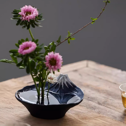 Ikebana Vase – Mount Fuji Reflection Japanese Flower Arrangement