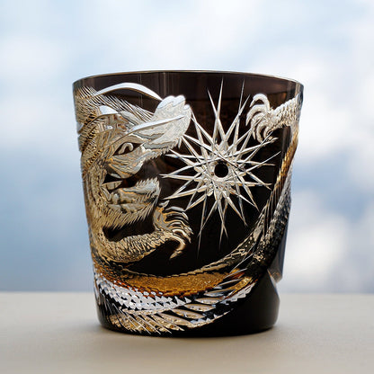 Crystal Whiskey Glass Soaring Dragon – Edo Kiriko Handcrafted