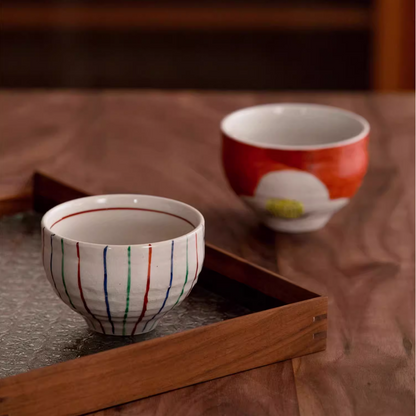 Ceramic Bowl Set of 2 – Mino Ware Hand-Painted Couple Gift