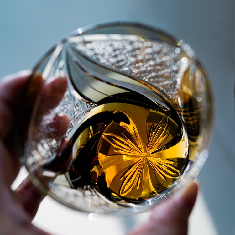 Whisky Rocks Glass Edo Kiriko Inkstone Flame Hand-Cut Crystal | Japanese Artisan Glassware