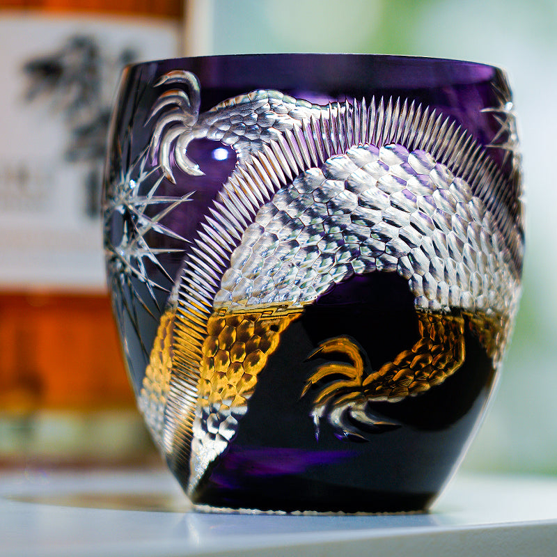 Japanese Cut Crystal Whiskey Glass Edo Kiriko Majestic Dragon – Dragon Motif Tumbler