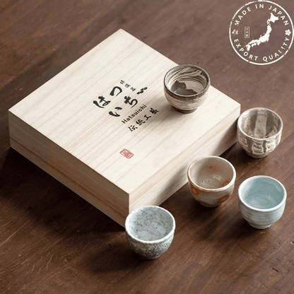 Tea Cup Set of 5 | Japanese Banko Ware Sandy Textured Handcrafted Ceramic