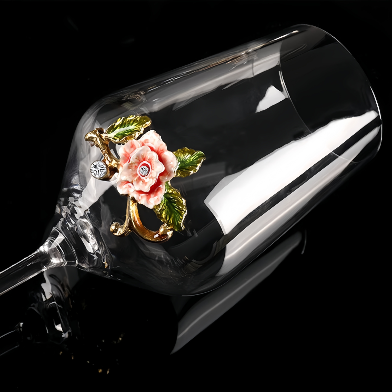 Wine Glass Set Floral Crystal with Decanter | Crimson Sapphire