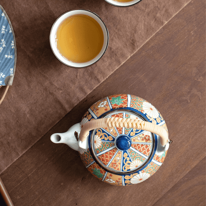 Tea Set | Japanese Imari Hasami Ware Teapot & 5 Cups Handcrafted Ceramic