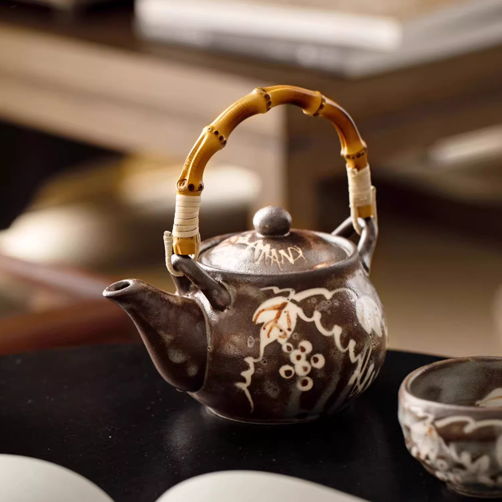 Japanese Tea Set Shino Ware | Teapot & 5 Teacups Haruaki
