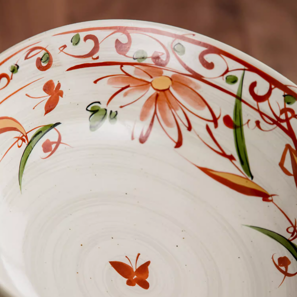 Japanese Ceramic Dish Set – Mino Ware Akae Red Butterfly