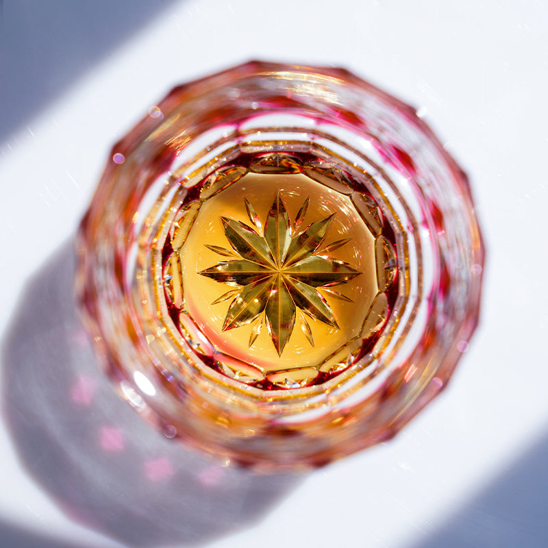 Whiskey Glass Ruby Aurora | Edo Kiriko Northern Lights Red Crystal