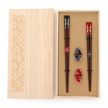ISSOU Mankai Sakura Wooden Chopsticks Wedding Gift His Hers Box