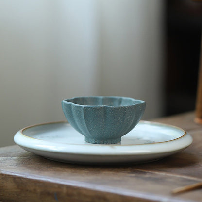 Yixing Clay Tea Cups Set of 5 Gongfu Petal Purple