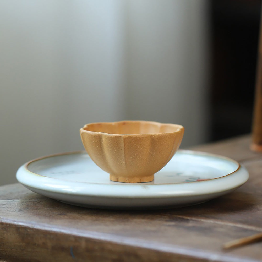 Yixing Clay Tea Cups Set of 5 Gongfu Petal Purple