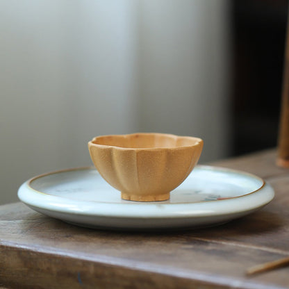 Yixing Clay Tea Cups Set of 5 Gongfu Petal Purple