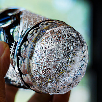 Crystal Whiskey Glass Midnight Asanoha | Edo Kiriko Handcrafted Hemp Leaf Pattern