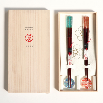 ISSOU Shio Kaze Wooden Chopsticks Wedding Gift Set His Hers Box