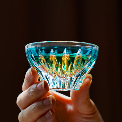 Sake Glass Edo Kiriko Lotus – Japanese Cut Crystal Drinking Glass Hasu Pattern