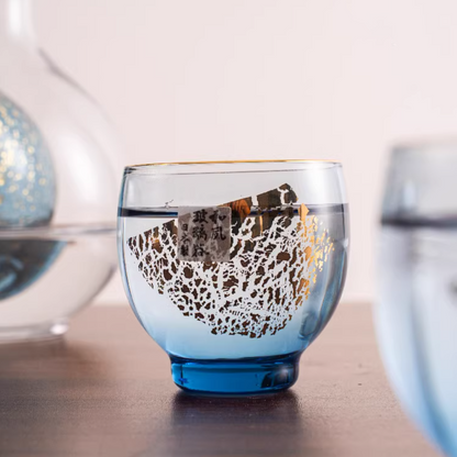 Cold Sake Set with Ice Chamber | Sapphire Galaxy Gold Rim