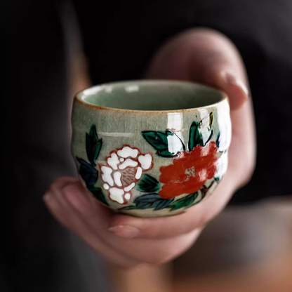 Japanese Tea Cup Set of 5 – Kutaniyaki Goh-Souka Wooden Box