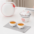 Tea Set Ceramic Bunny Teapot & Cups with Leather Carrying Case – Cute Gift Set