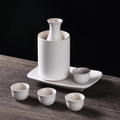 Japanese Sake Set – Ceramic with Warmer 4 Cups Flagon Plate