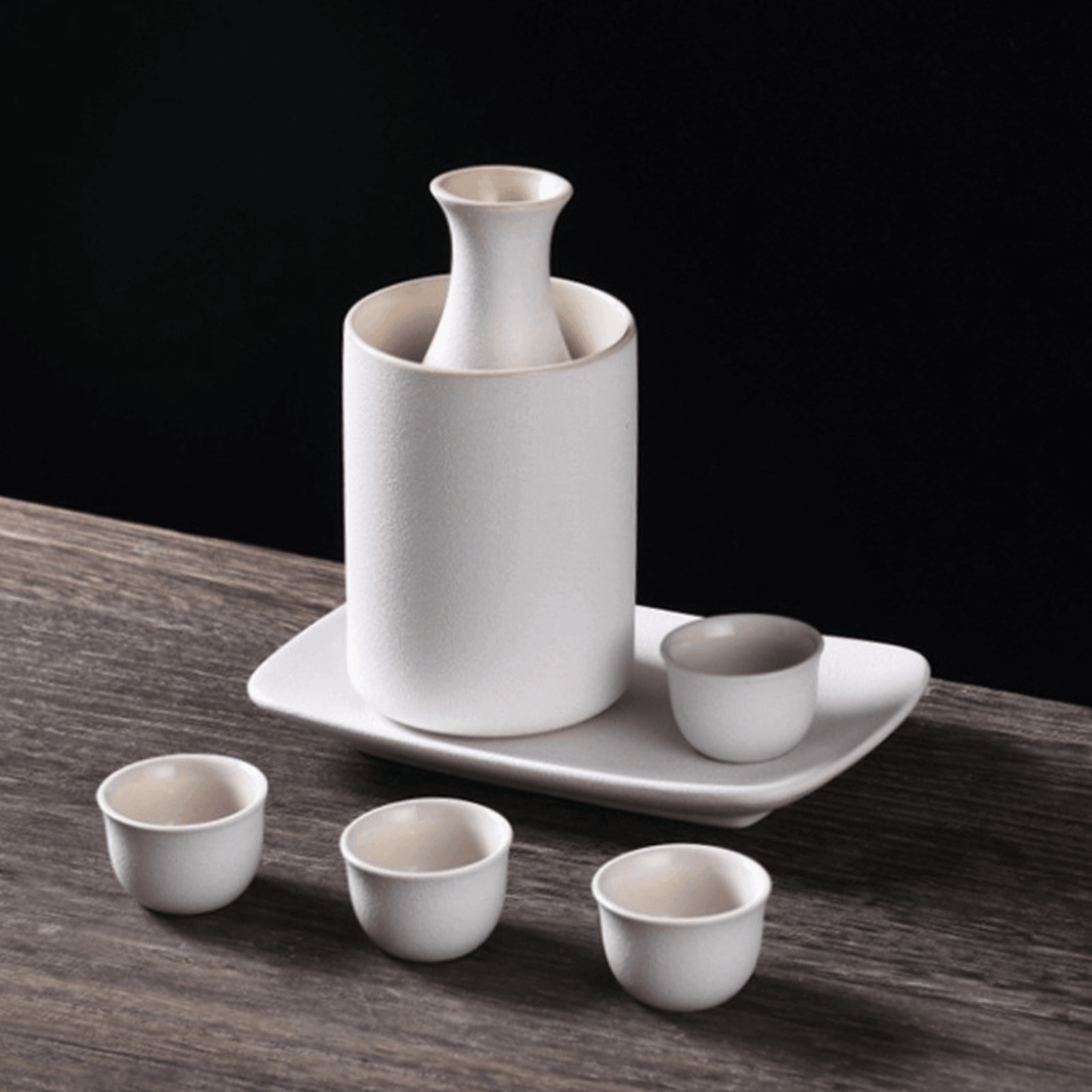 Japanese Sake Set – Ceramic with Warmer 4 Cups Flagon Plate