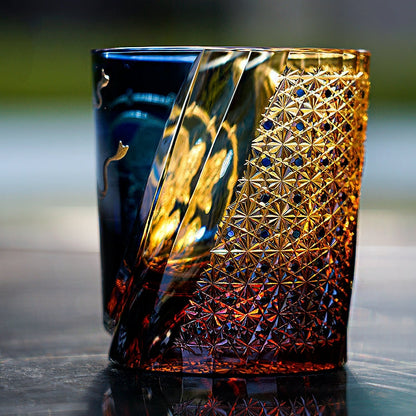 Whiskey Glass Edo Kiriko Raijin Thunder God | Hand-Cut Crystal