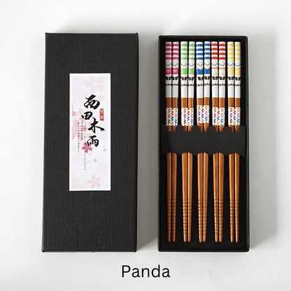 Bamboo Chopsticks Set of 5 Pairs – Japanese Themed Designs