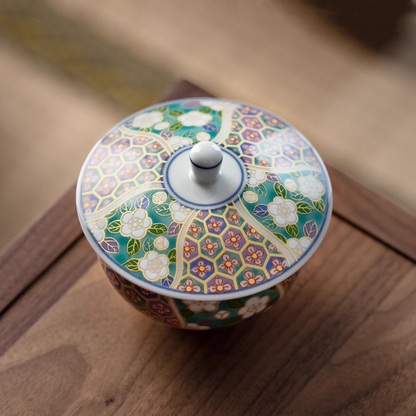 Lidded Teacup – Mino Ware Hana Emaki Gold Floral Ceramic
