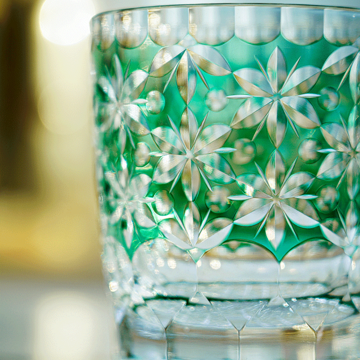 Japanese Whiskey Glass Handcrafted Kiriko Sakura Cut Crystal Tumbler