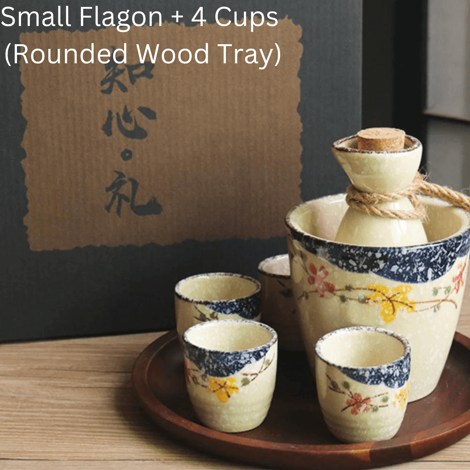 Japanese Sake Set – Sakura Ceramic Flagon Cups Tray Options